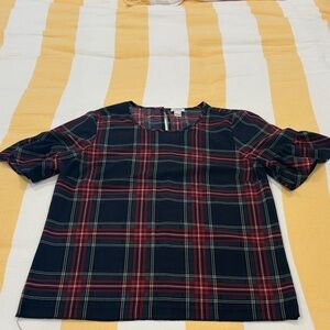 J. Crew Red and Black Plaid Blouse